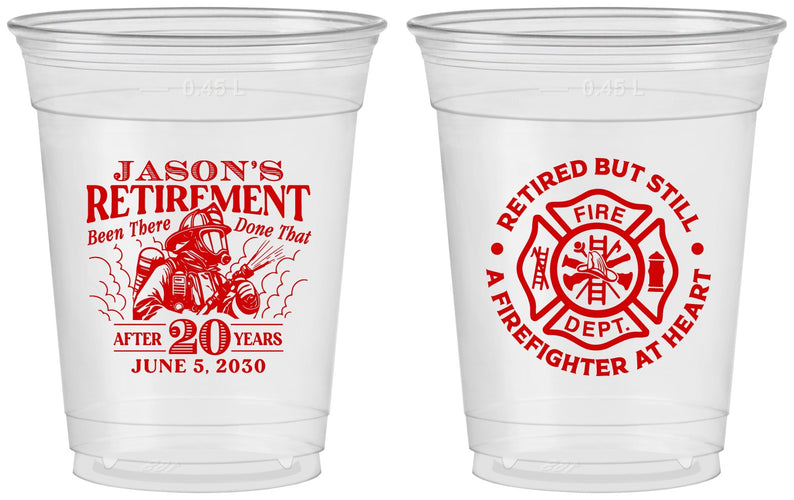 Custom Retirement 16 oz Soft Sided Clear Cups - Firefighter | 150016