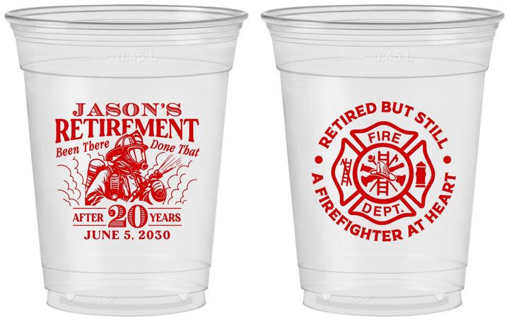 Custom Retirement 16 oz Soft Sided Clear Cups - Firefighter | 150016