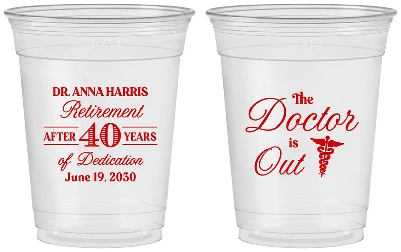 Custom Retirement 16 oz Soft Sided Clear Cups - Doctor | 150017