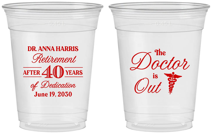 Custom Retirement 16 oz Soft Sided Clear Cups - Doctor | 150017