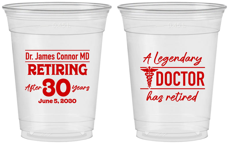 Custom Retirement 16 oz Soft Sided Clear Cups - Doctor | 150018