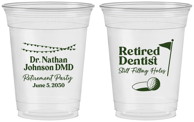 Custom Retirement 16 oz Soft Sided Clear Cups - Dentist | 150019