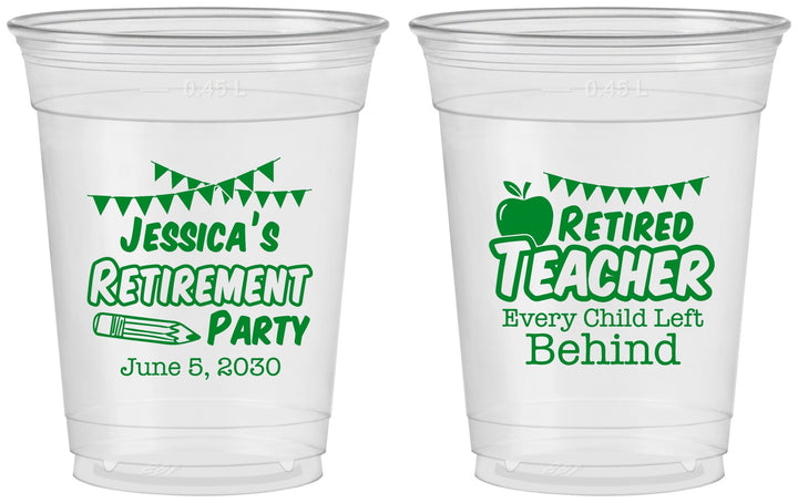 Custom Retirement 16 oz Soft Sided Clear Cups - Teacher | 150021