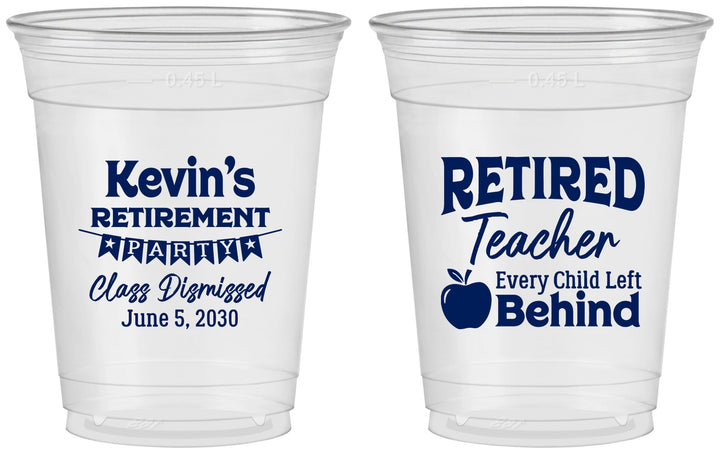 Custom Retirement 16 oz Soft Sided Clear Cups - Teacher | 150022