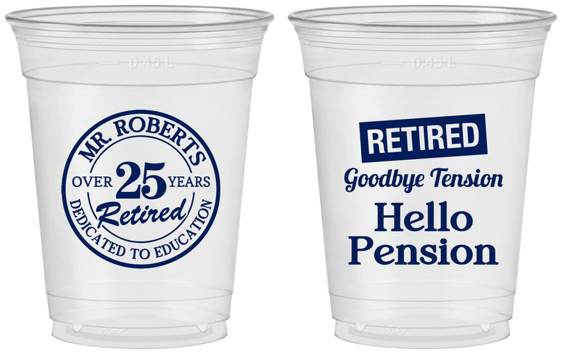 Custom Retirement 16 oz Soft Sided Clear Cups - Teacher | 150024