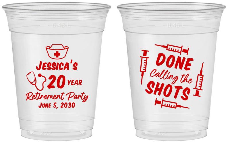 Custom Retirement 16 oz Soft Sided Clear Cups - Nurse | 150026