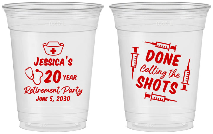 Custom Retirement 16 oz Soft Sided Clear Cups - Nurse | 150026