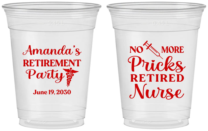 Custom Retirement 16 oz Soft Sided Clear Cups - Nurse | 150027