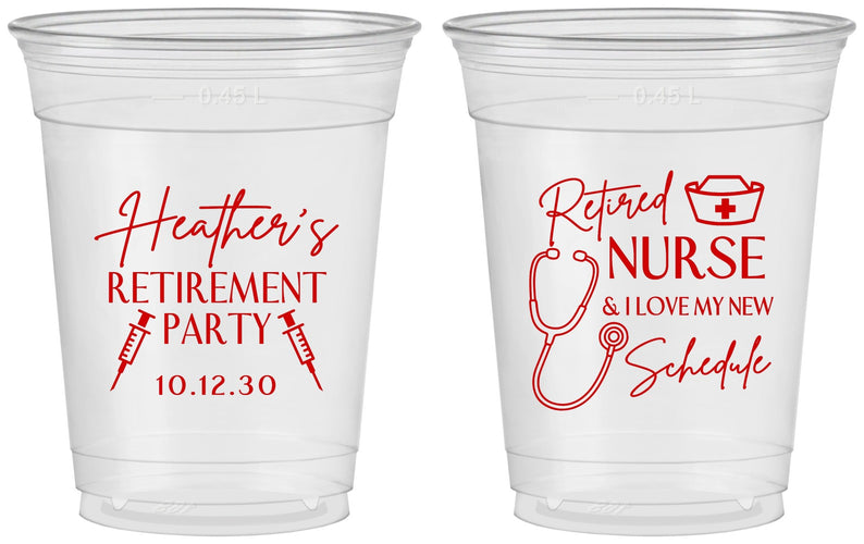 Custom Retirement 16 oz Soft Sided Clear Cups - Nurse | 150028