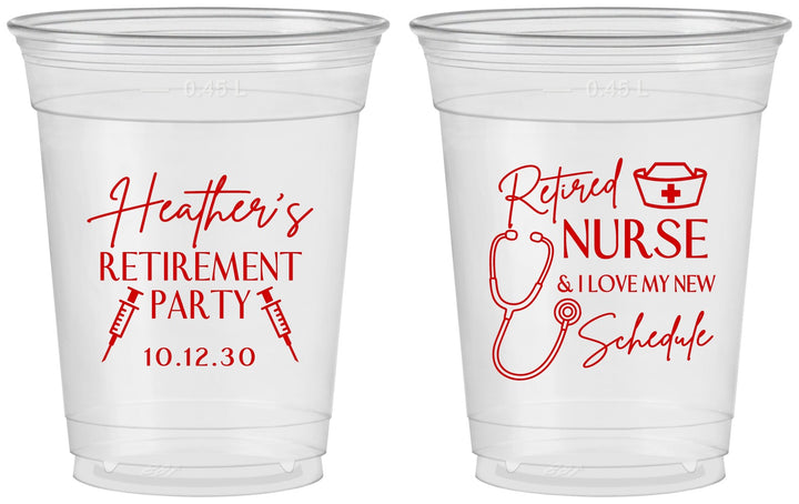 Custom Retirement 16 oz Soft Sided Clear Cups - Nurse | 150028