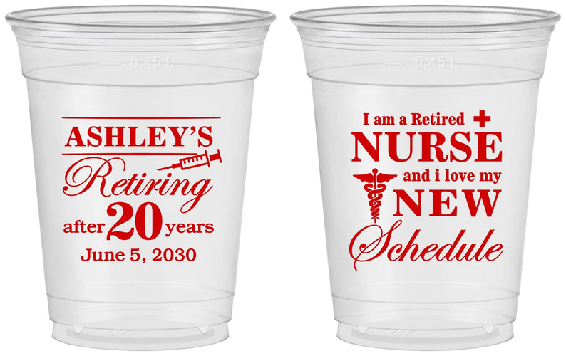 Custom Retirement 16 oz Soft Sided Clear Cups - Nurse | 150029
