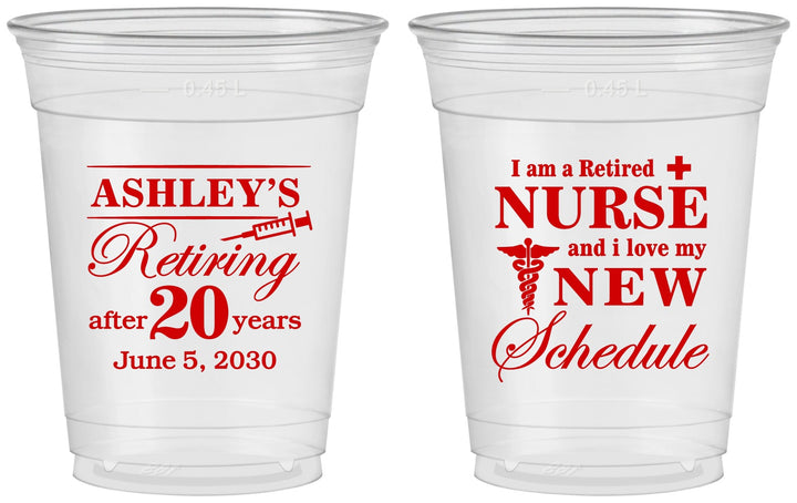 Custom Retirement 16 oz Soft Sided Clear Cups - Nurse | 150029