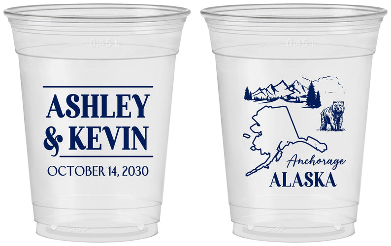 Custom Wedding 16 oz Soft Sided Clear Cups - Alaska | 151