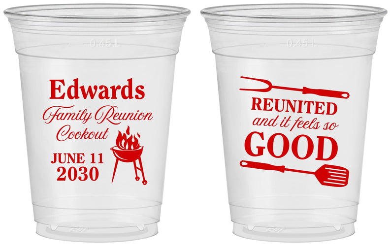 Custom Family Reunion 16 oz Soft Sided Clear Cups - Bbq Reunited | 160001