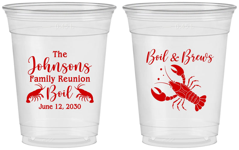 Custom Family Reunion 16 oz Soft Sided Clear Cups - Crawfish Boil | 160005
