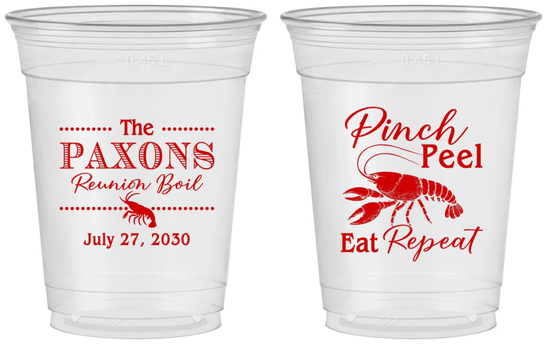 Custom Family Reunion 16 oz Soft Sided Clear Cups - Crawfish Boil | 160006