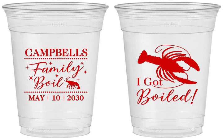 Custom Family Reunion 16 oz Soft Sided Clear Cups - Crawfish Boil | 160008
