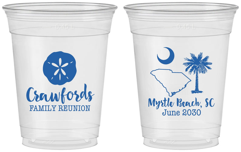 Custom Family Reunion 16 oz Soft Sided Clear Cups - South Carolina | 160018