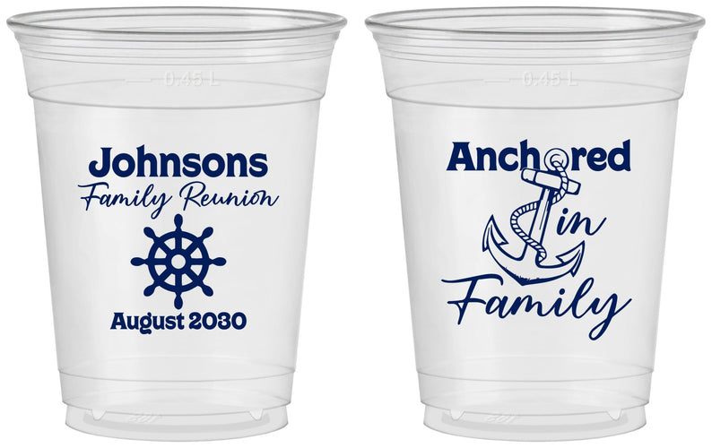 Custom Family Reunion 16 oz Soft Sided Clear Cups - Cruise Nautical | 160020
