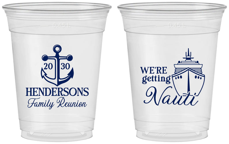 Custom Family Reunion 16 oz Soft Sided Clear Cups - Cruise Nautical | 160021