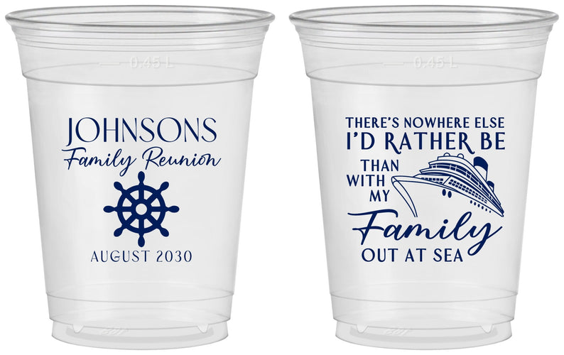 Custom Family Reunion 16 oz Soft Sided Clear Cups - Cruise Nautical | 160024