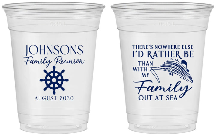 Custom Family Reunion 16 oz Soft Sided Clear Cups - Cruise Nautical | 160024