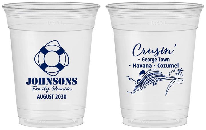 Custom Family Reunion 16 oz Soft Sided Clear Cups - Cruise Crusin | 160025