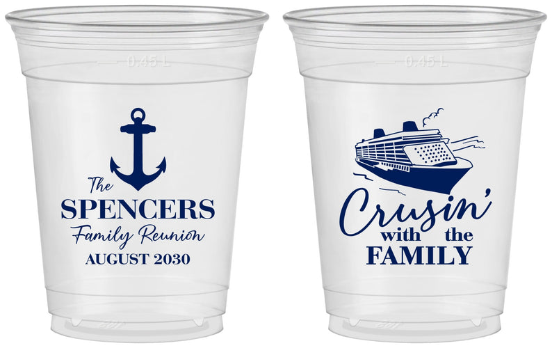 Custom Family Reunion 16 oz Soft Sided Clear Cups - Cruise Crusin | 160026