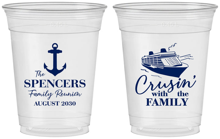 Custom Family Reunion 16 oz Soft Sided Clear Cups - Cruise Crusin | 160026