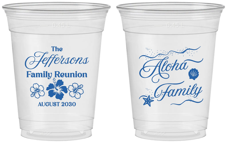 Custom Family Reunion 16 oz Soft Sided Clear Cups - Hawaii | 160032