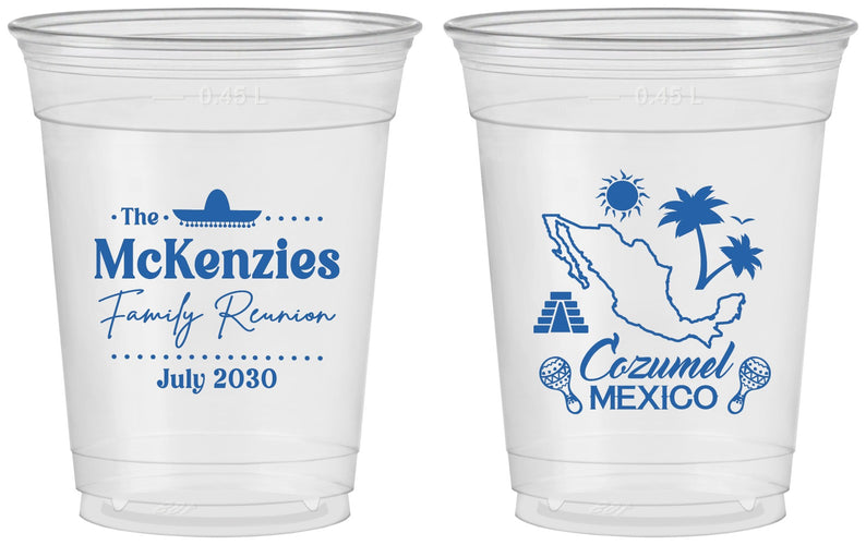 Custom Family Reunion 16 oz Soft Sided Clear Cups - Mexico | 160033