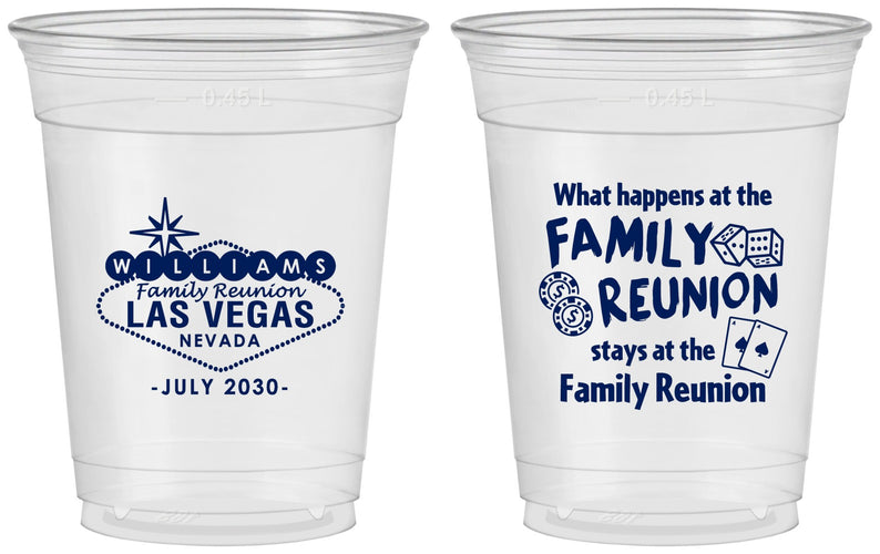 Custom Family Reunion 16 oz Soft Sided Clear Cups - Las Vegas | 160038