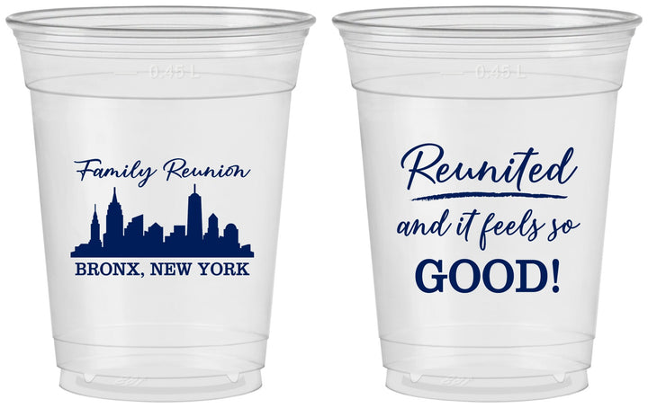 Custom Family Reunion 16 oz Soft Sided Clear Cups - New York | 160039