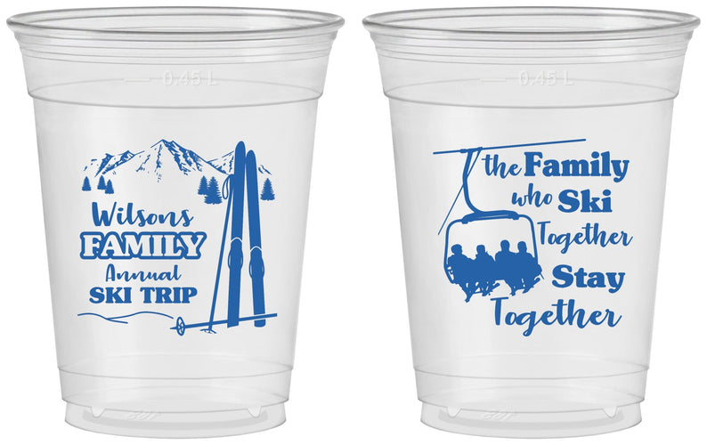 Custom Family Reunion 16 oz Soft Sided Clear Cups - Ski Trip | 160040