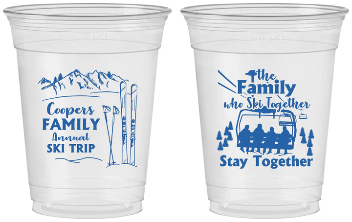 Custom Family Reunion 16 oz Soft Sided Clear Cups - Ski Trip | 160041