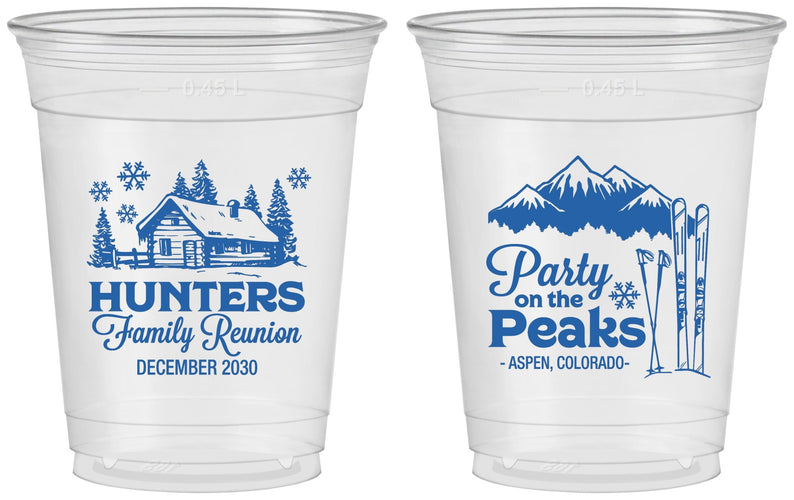 Custom Family Reunion 16 oz Soft Sided Clear Cups - Ski Trip | 160042