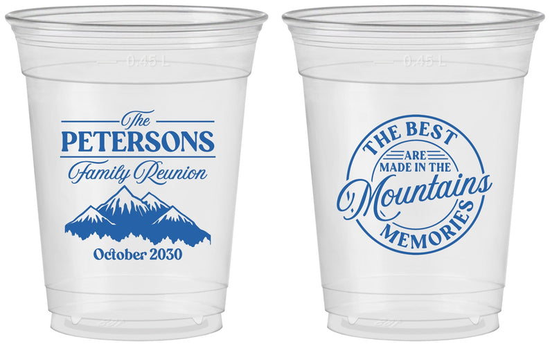 Custom Family Reunion 16 oz Soft Sided Clear Cups - Mountains | 160043