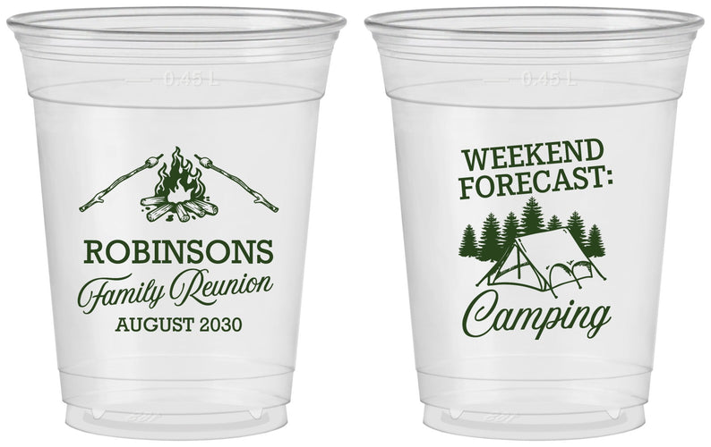 Custom Family Reunion 16 oz Soft Sided Clear Cups - Camping | 160044