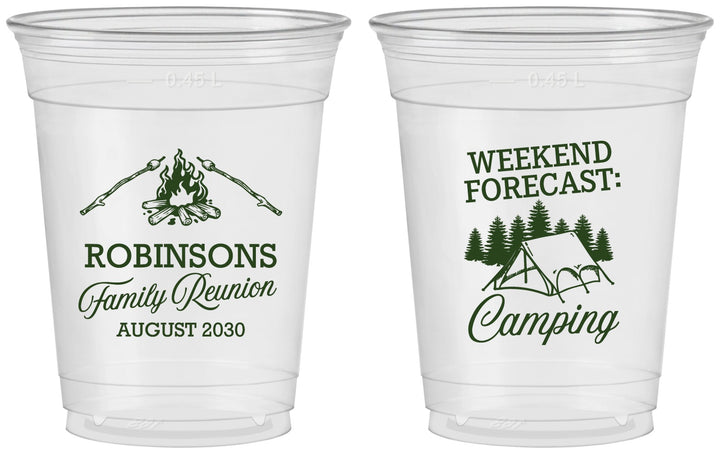 Custom Family Reunion 16 oz Soft Sided Clear Cups - Camping | 160044