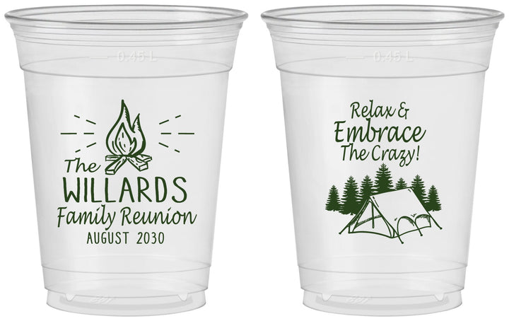 Custom Family Reunion 16 oz Soft Sided Clear Cups - Camping | 160045