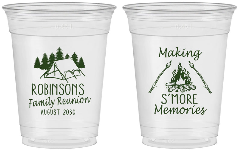 Custom Family Reunion 16 oz Soft Sided Clear Cups - Camping | 160046