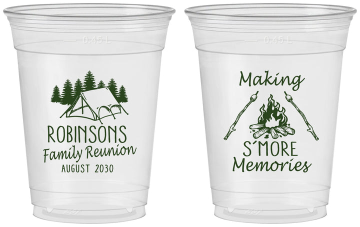 Custom Family Reunion 16 oz Soft Sided Clear Cups - Camping | 160046