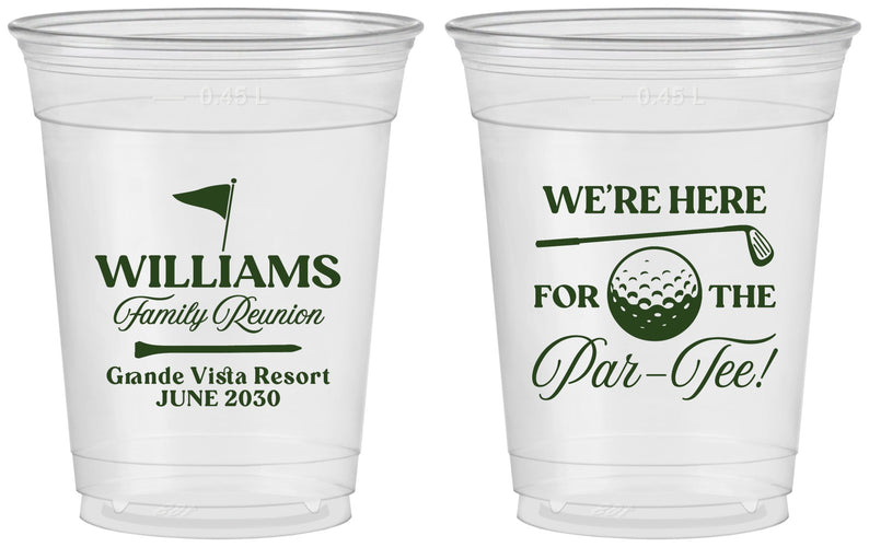 Custom Family Reunion 16 oz Soft Sided Clear Cups - Golf | 160047