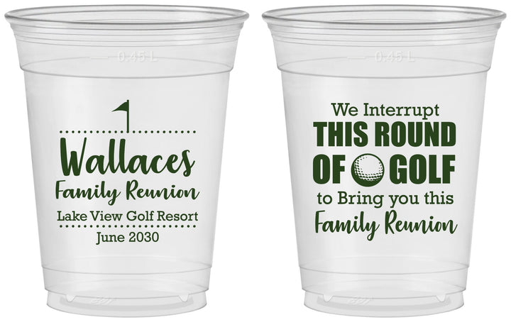 Custom Family Reunion 16 oz Soft Sided Clear Cups - Golf | 160048