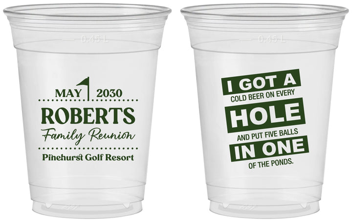 Custom Family Reunion 16 oz Soft Sided Clear Cups - Golf | 160049
