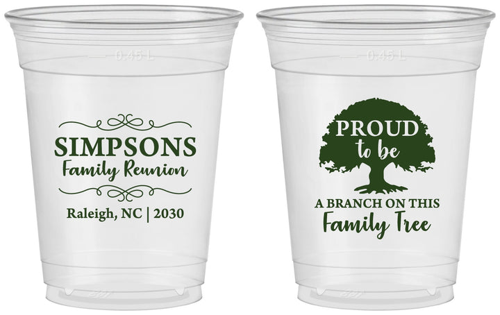 Custom Family Reunion 16 oz Soft Sided Clear Cups - Family Tree | 160050