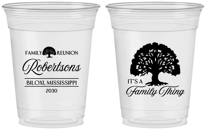 Custom Family Reunion 16 oz Soft Sided Clear Cups - Tree Family Thing | 160054