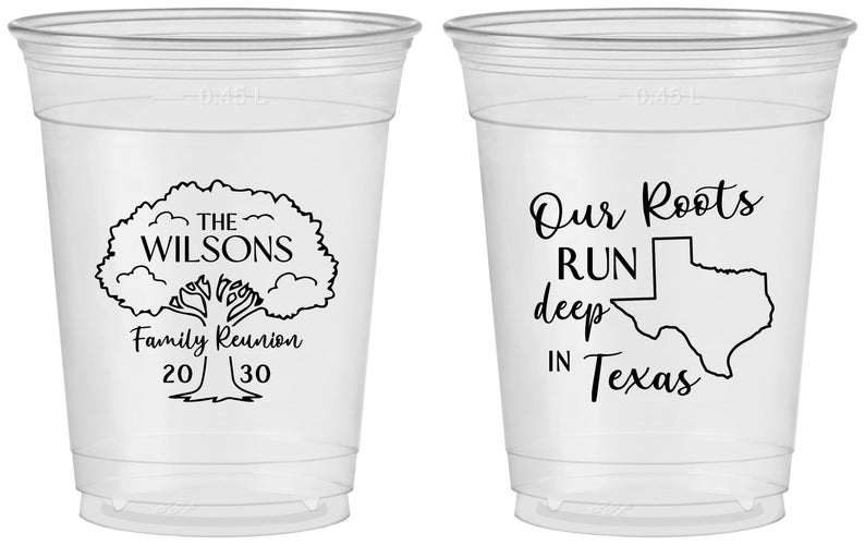 Custom Family Reunion 16 oz Soft Sided Clear Cups - Texas | 160055