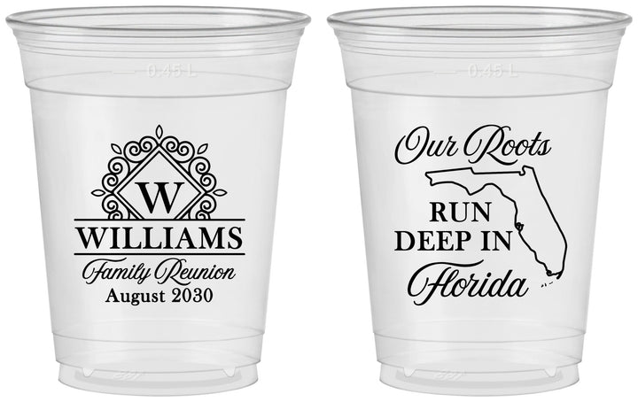 Custom Family Reunion 16 oz Soft Sided Clear Cups - Florida | 160057
