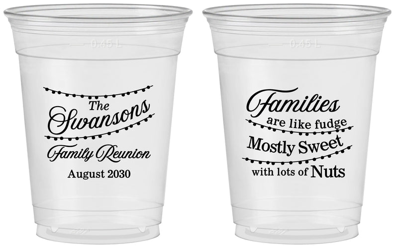 Custom Family Reunion 16 oz Soft Sided Clear Cups - String Lights | 160059